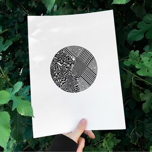 Distorted checkerboard art original drawing